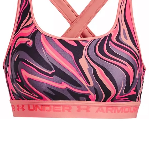 Under Armour Women's Crossback Print Mid Sports Bra - Picture 7 of 8